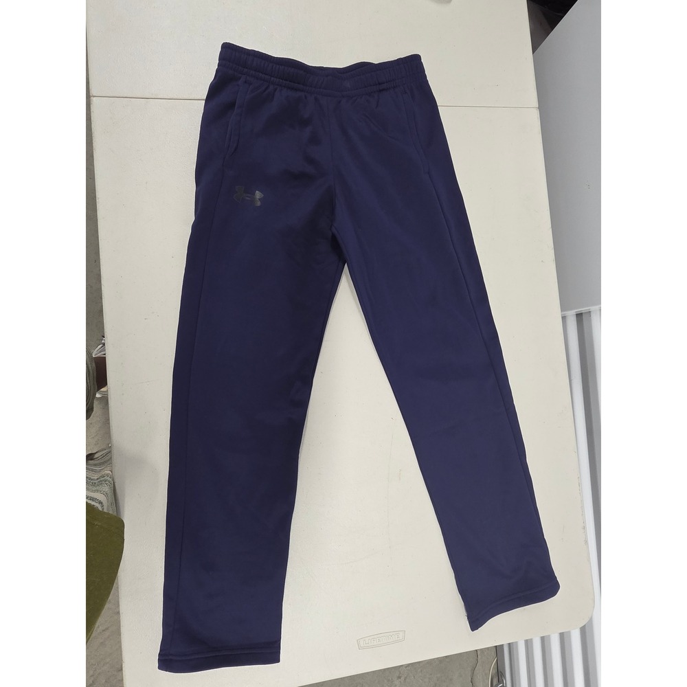 Under Armour Boys Navy Blue Fleece Lined Loose Fit Athletic Jogger Pants Size YL